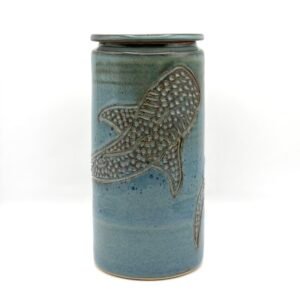 Lidded Jar. Whale Shark Design. In Blue Rutile.