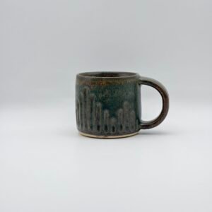 Double Espresso Mug. Lined Design. In Smoke.