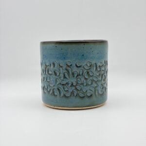 Handleless Coffee Cup. Textured Design. In Blue Rutile. Seconds.